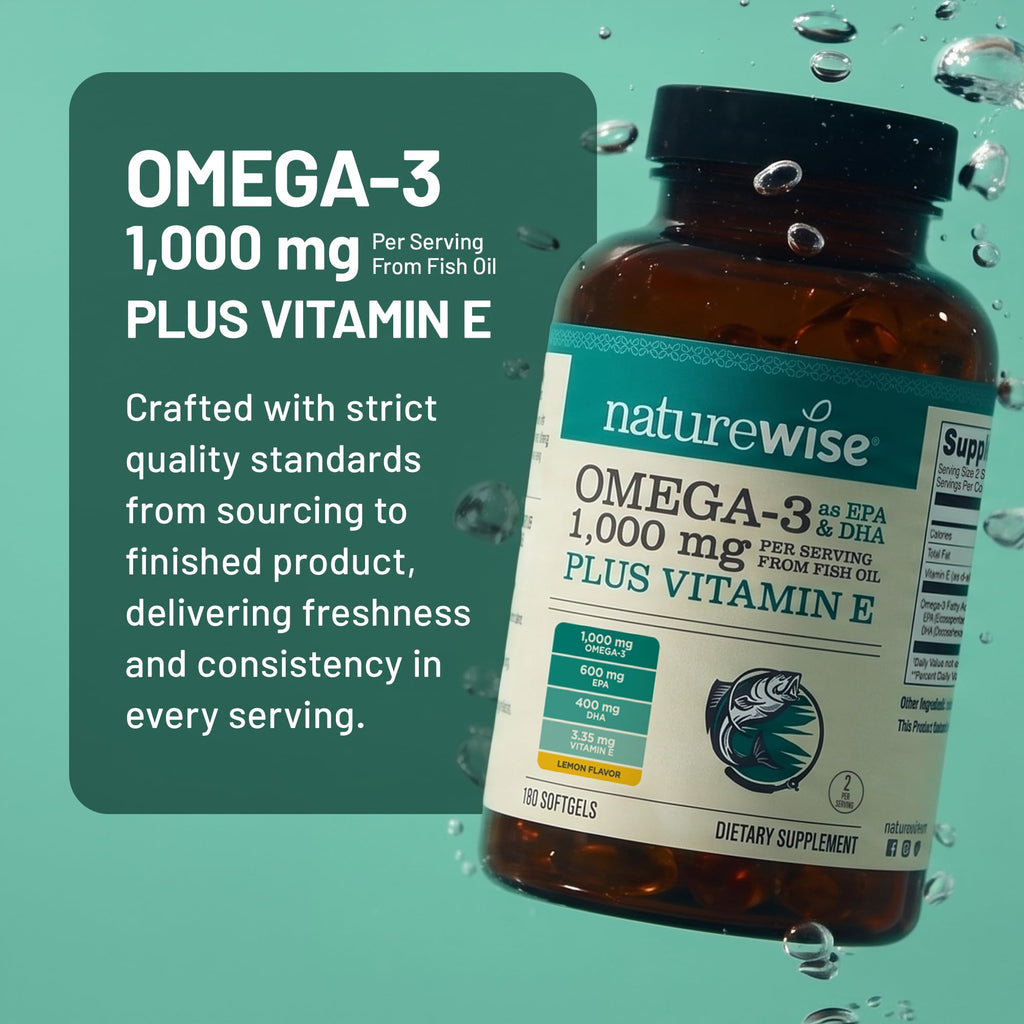 Omega 3 Fish Oil Supplement 1000mg 600 EPA 400 DHA Lemon Flavor 60 Softgels H695669