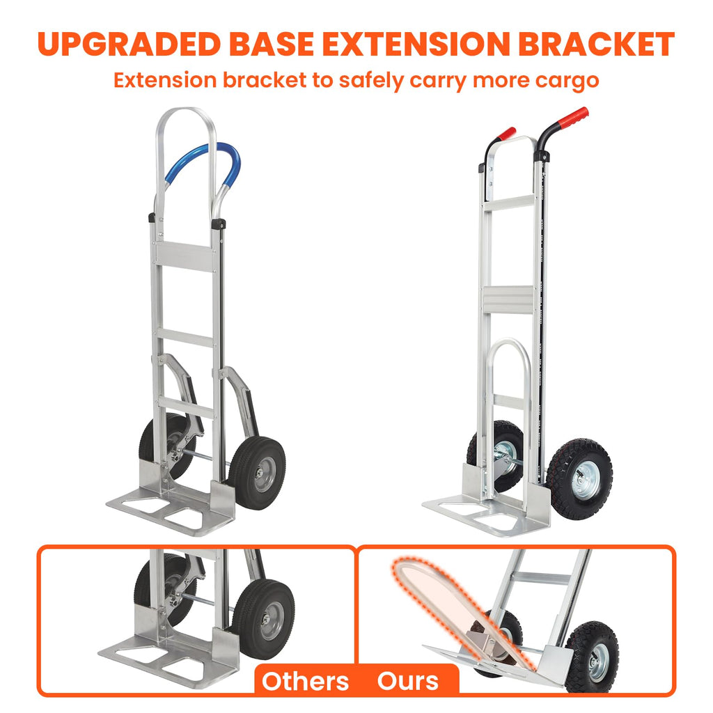 Aluminum Hand Truck Dolly Cart with 10" Pneumatic Tire, 600 LBS Capacity W217095