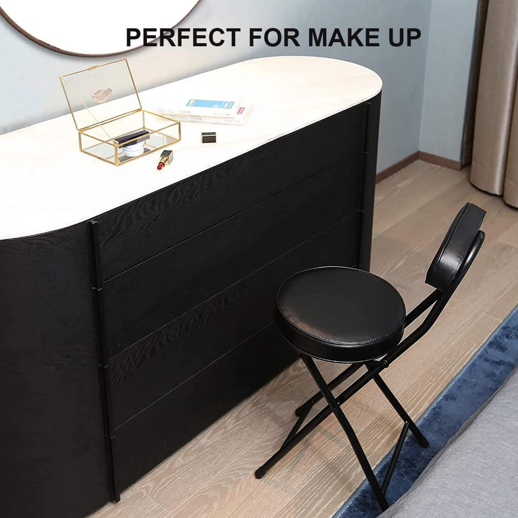 18 Inch Black Folding Stool with Backrest S519