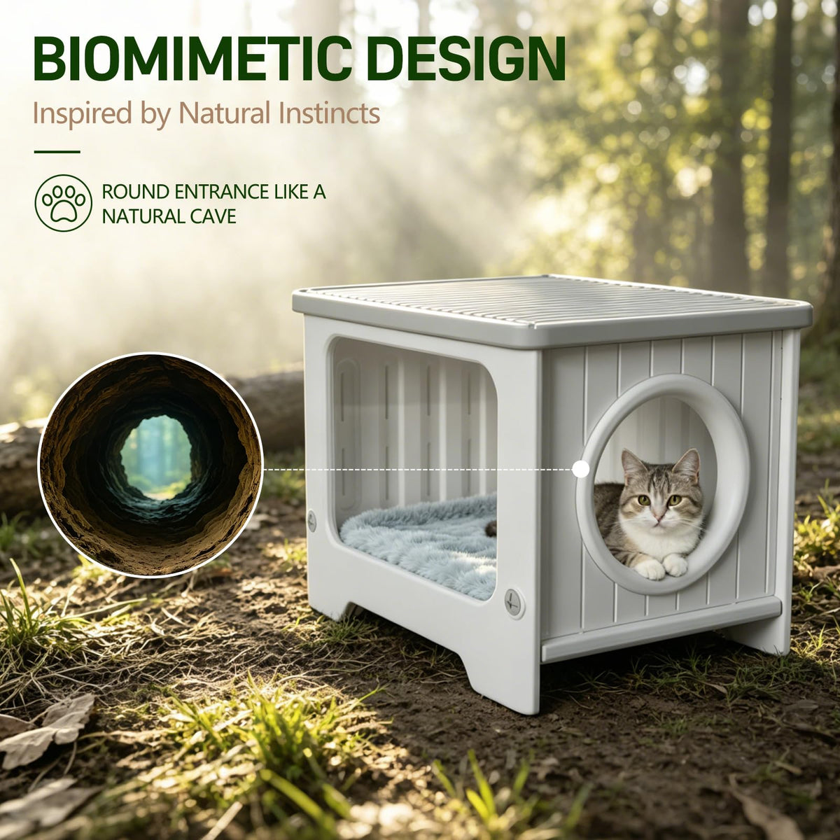 Weatherproof Stackable Outdoor Cat House with Clear Window T470