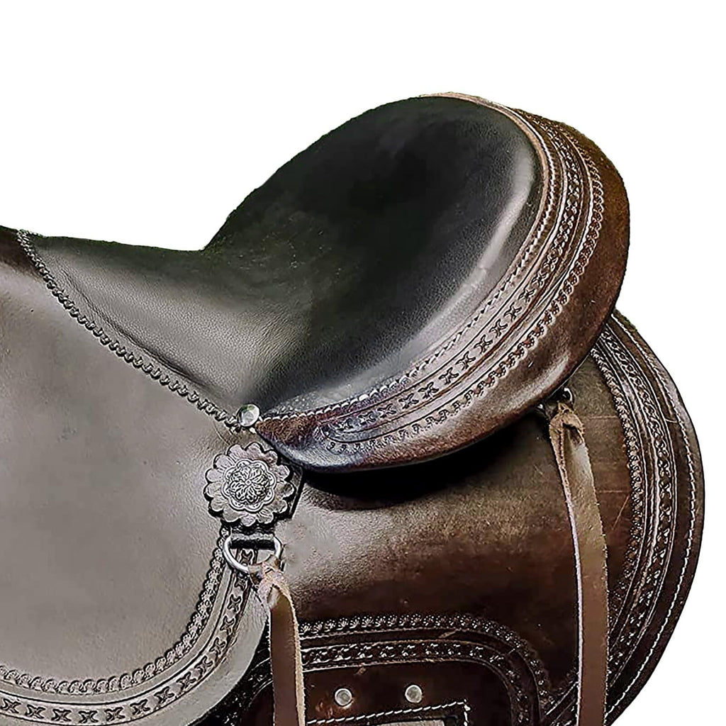 Brown Leather Western Horse Saddle Set with Headstall Breast Collar Reins U83661