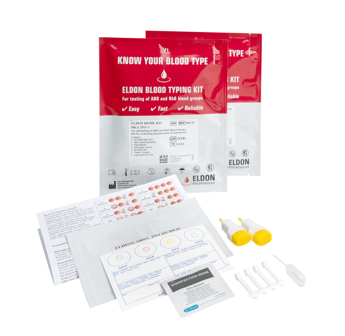 Blood Typing Kit, 2 Test Pack A1970