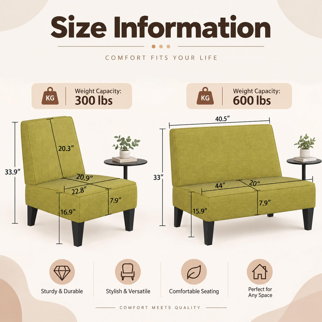Green Upholstered Accent Chair Set of 2 C769
