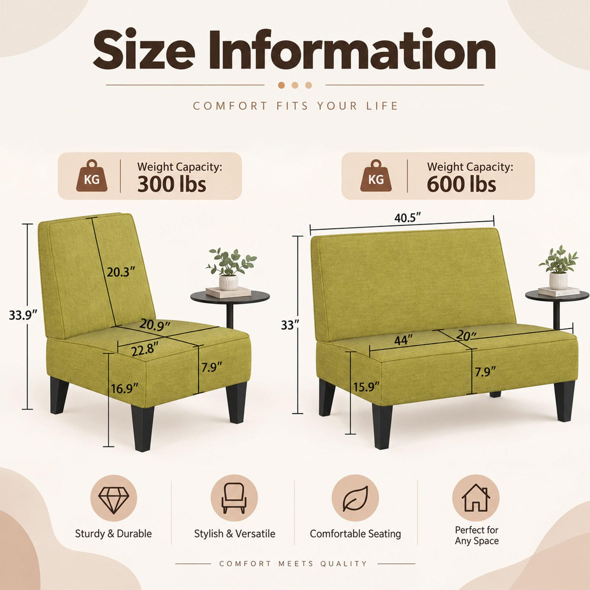 Green Upholstered Accent Chair Set of 2 C769