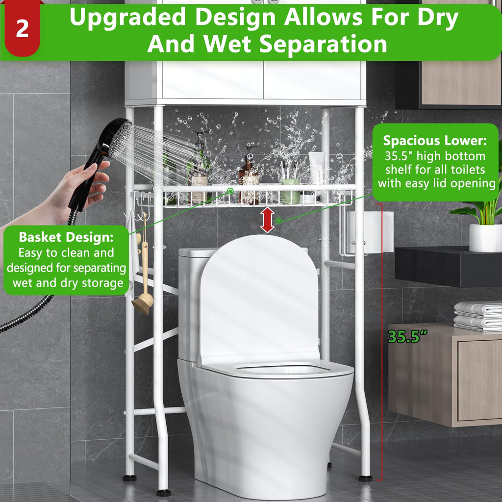 White 2-Door Over The Toilet Storage Cabinet U856134