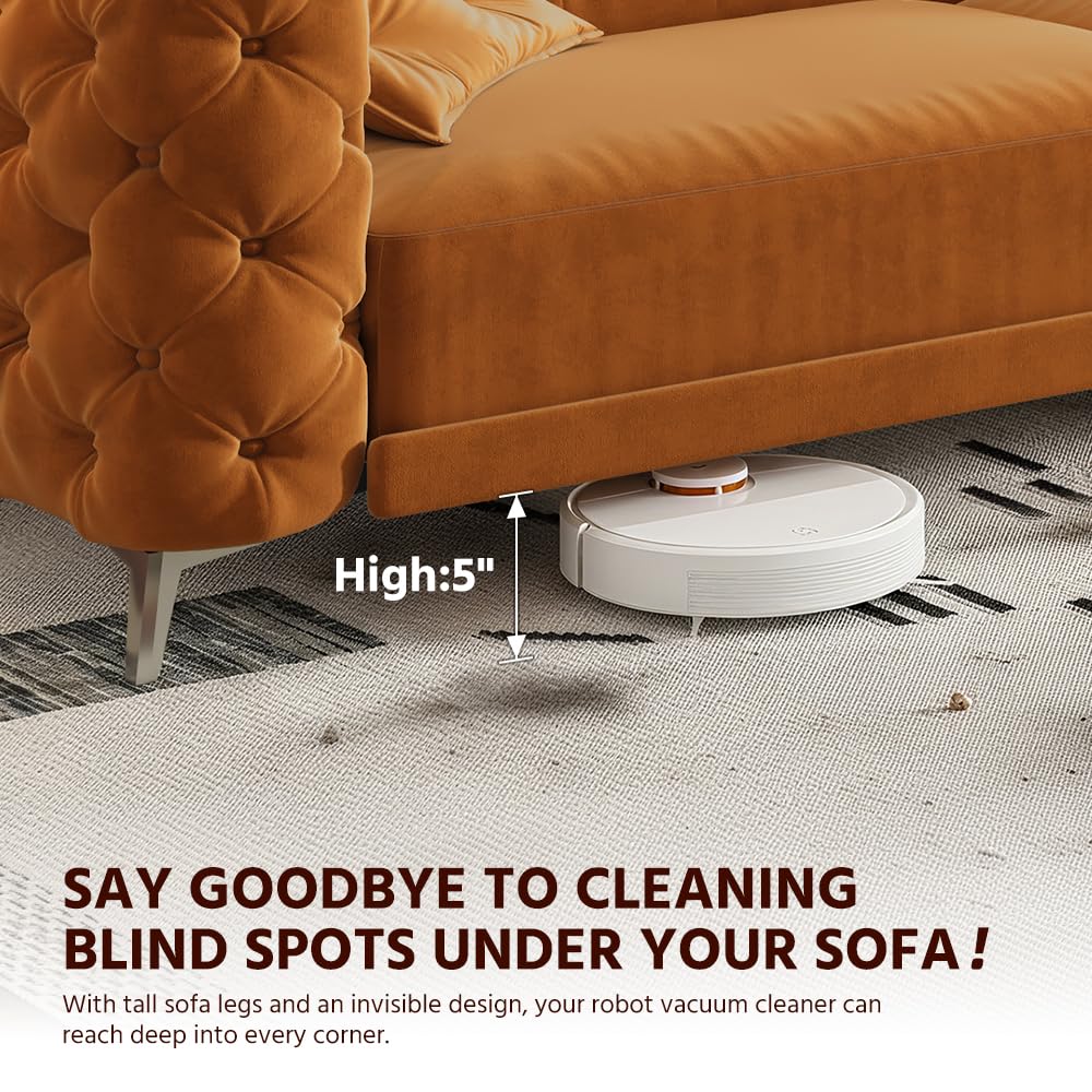 Orange Velvet 3 in 1 Convertible Sleeper Sofa H438361