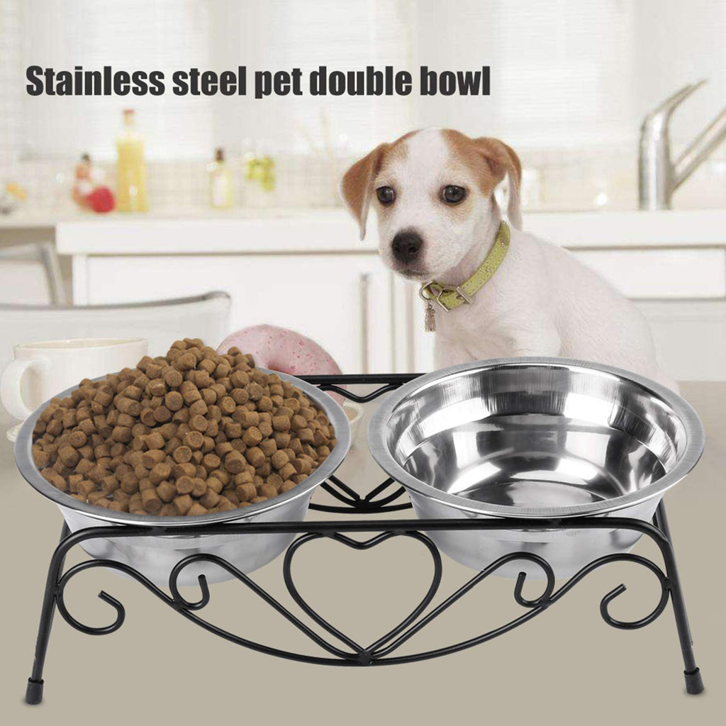 Double Stainless Steel Elevated Dog Bowls with Iron Stand D88638