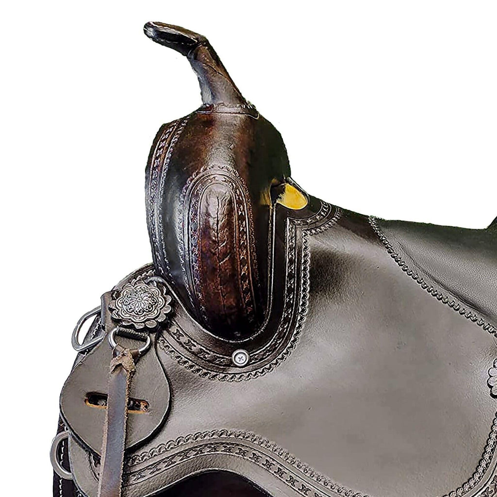 Brown Leather Western Horse Saddle Set with Headstall Breast Collar Reins U83661