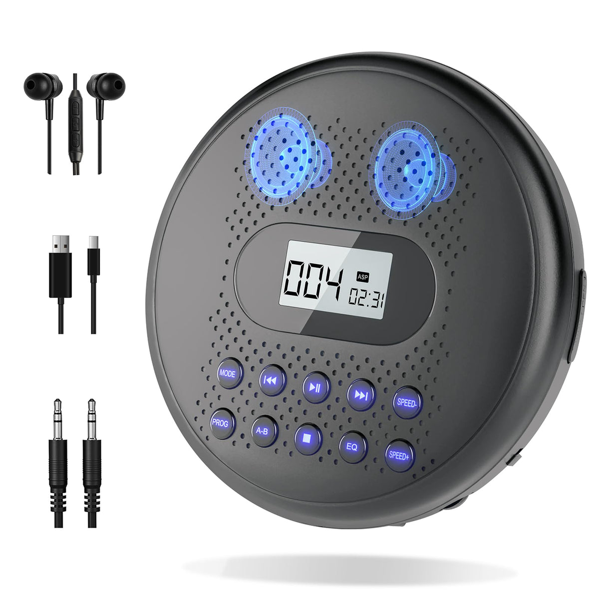 Portable CD Player with Dual Stereo Speakers J35426