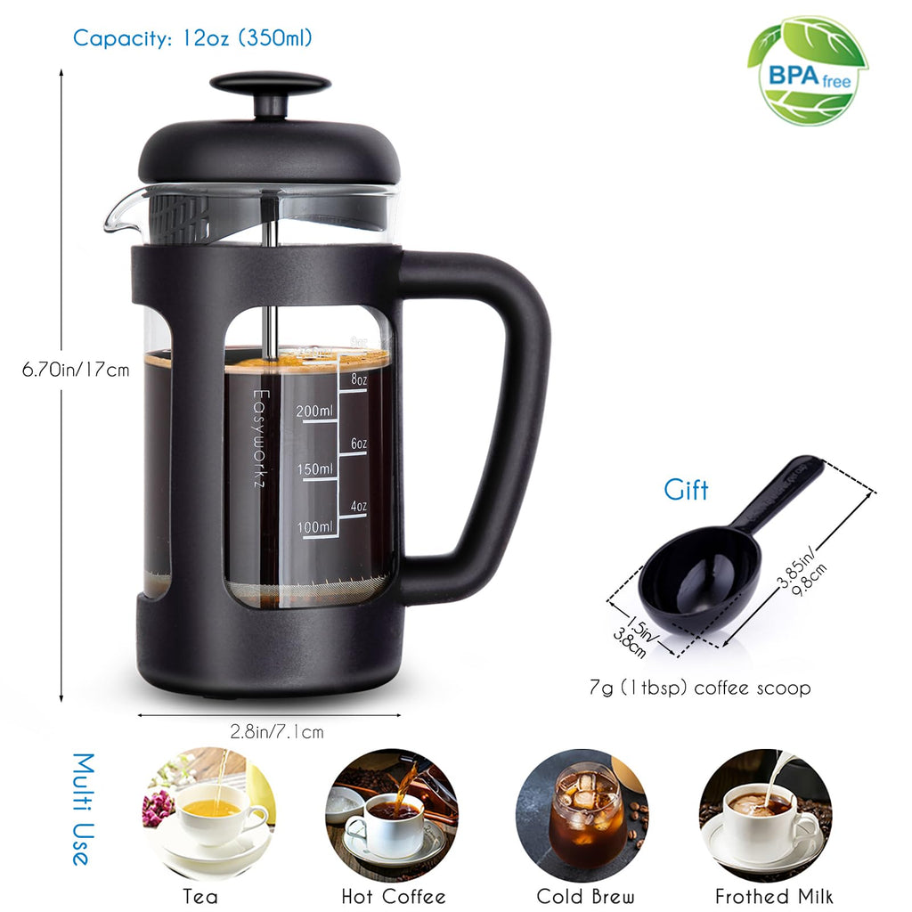 12 oz French Press with Manual Coffee Grinder V14602