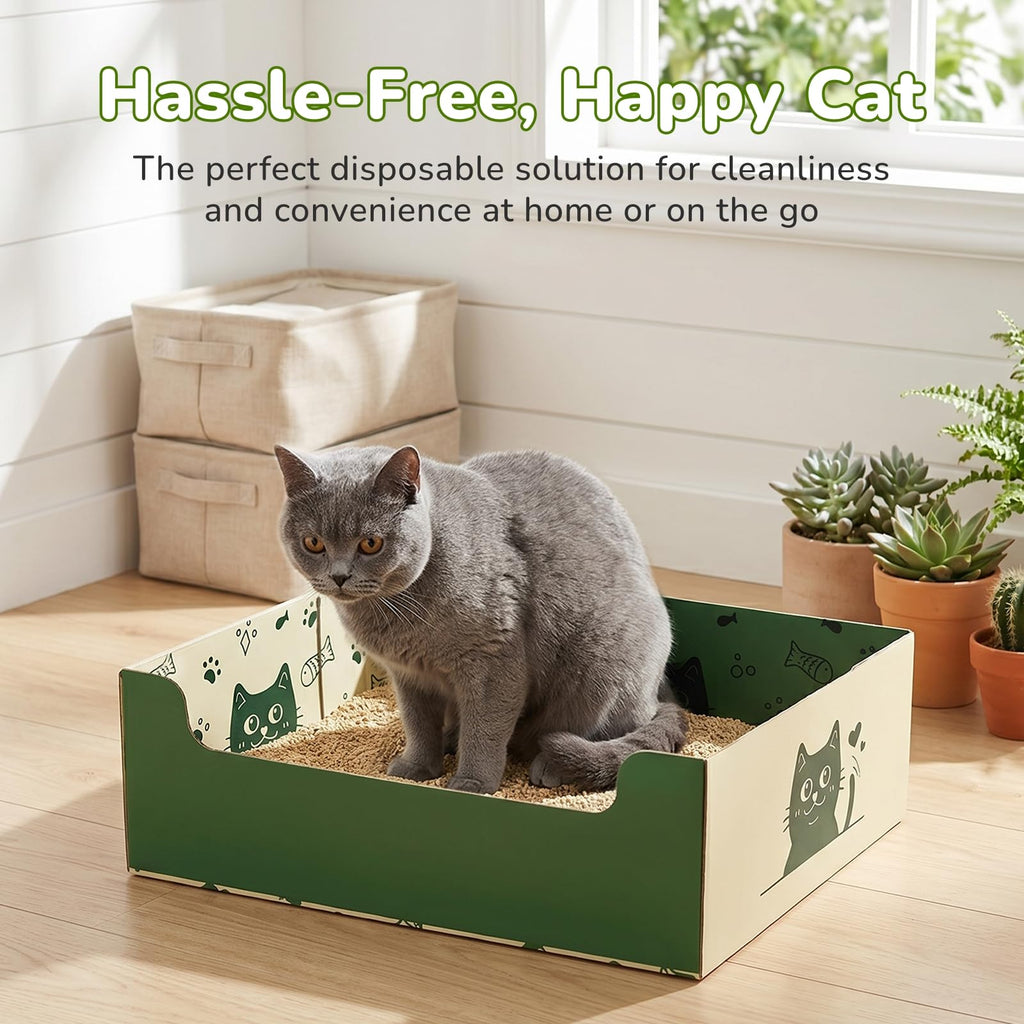 8 Pcs Disposable Cat Litter Box with Scoop I72016