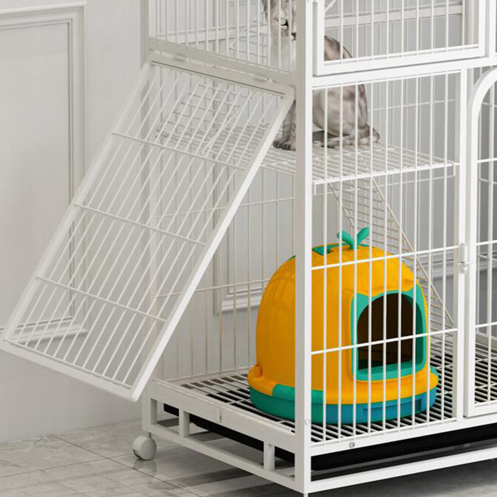 Large 3-Tier Metal Wire Cat Cage with Hammock and Casters D656