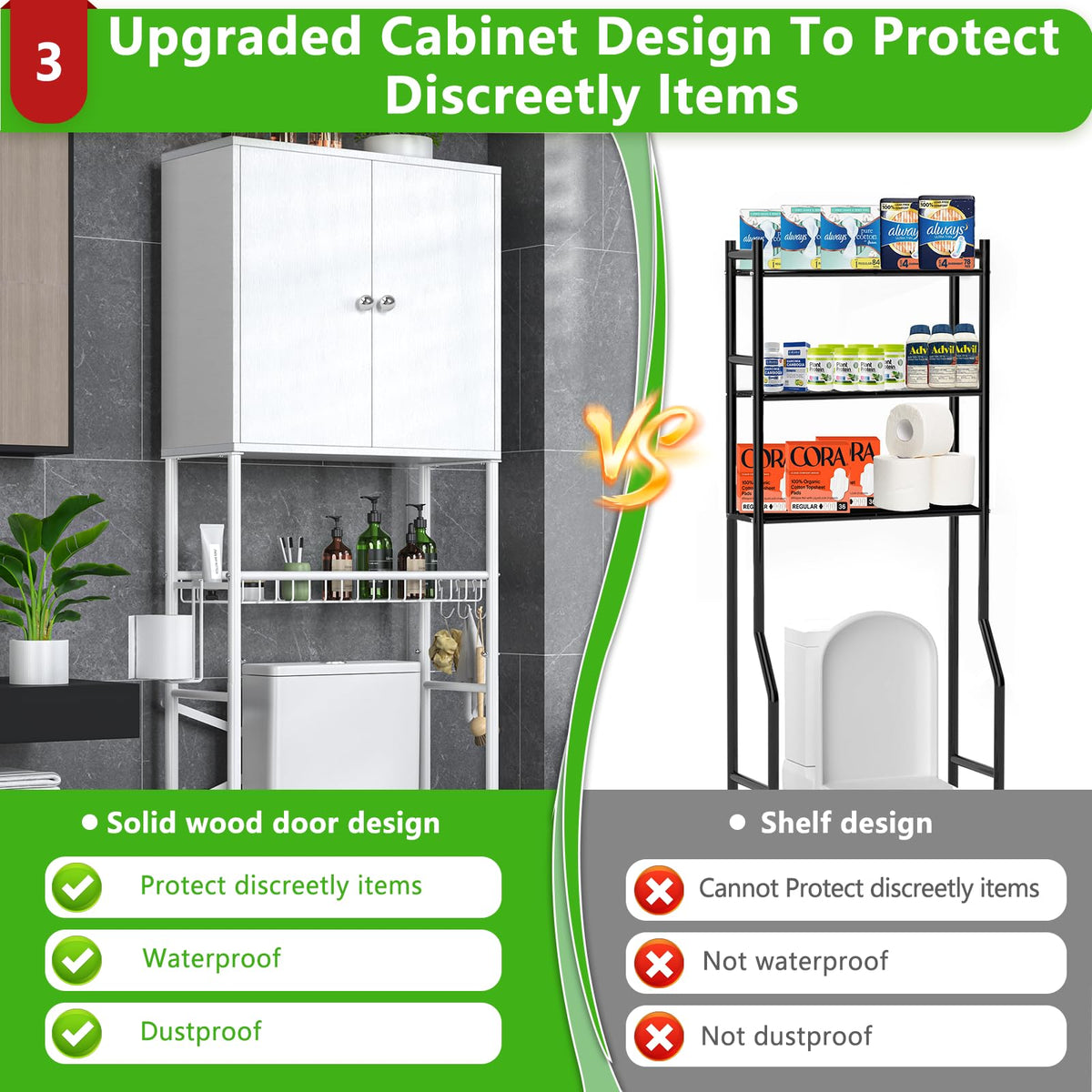 White 2-Door Over The Toilet Storage Cabinet U856134
