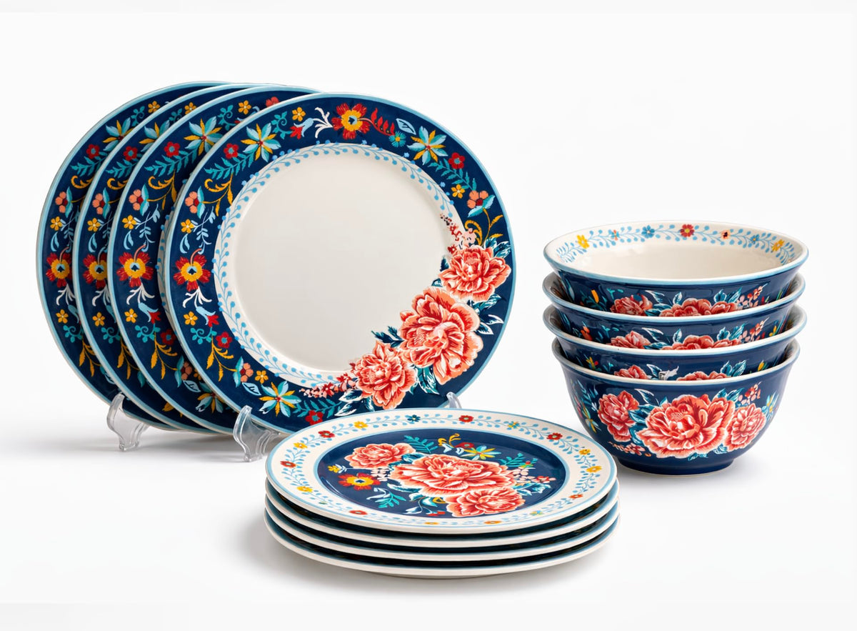 12-Piece Floral Stoneware Dinnerware Set B5172