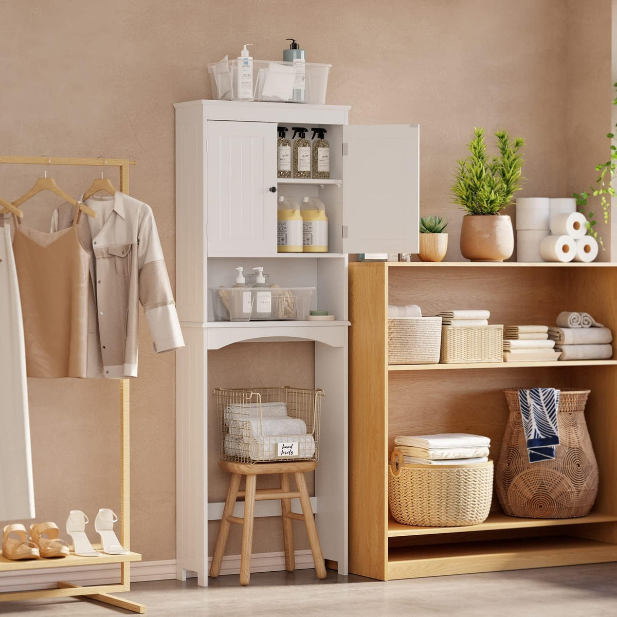 Over the Toilet Storage Cabinet with Adjustable Shelf, White L704
