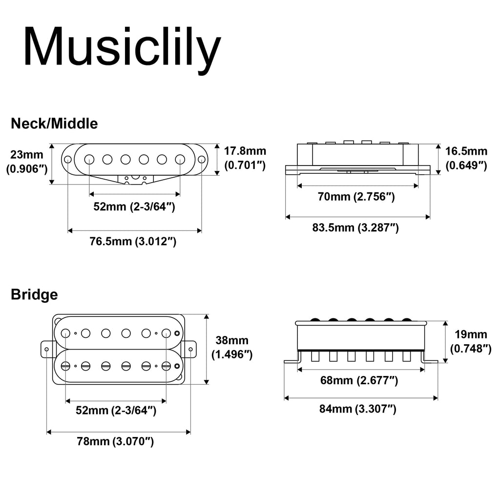 Alnico 5 Staggered Guitar Pickups Set Black W968