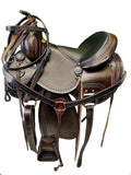 Brown Leather Western Horse Saddle Set with Headstall Breast Collar Reins U83661