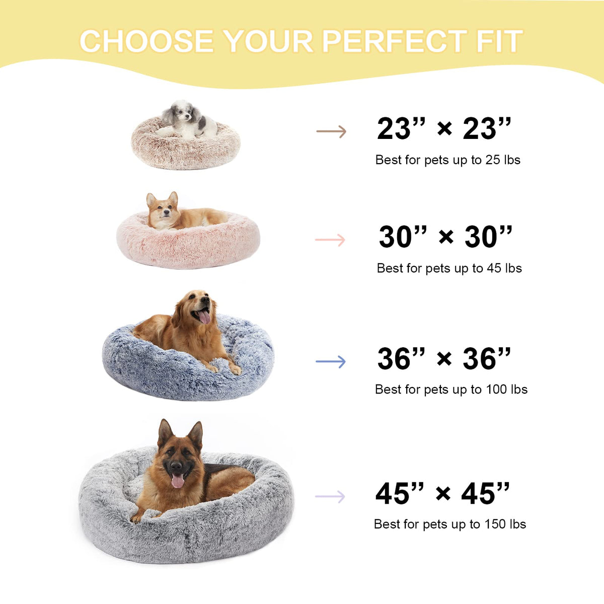 Dark Grey 36" Round Dog Bed U522934