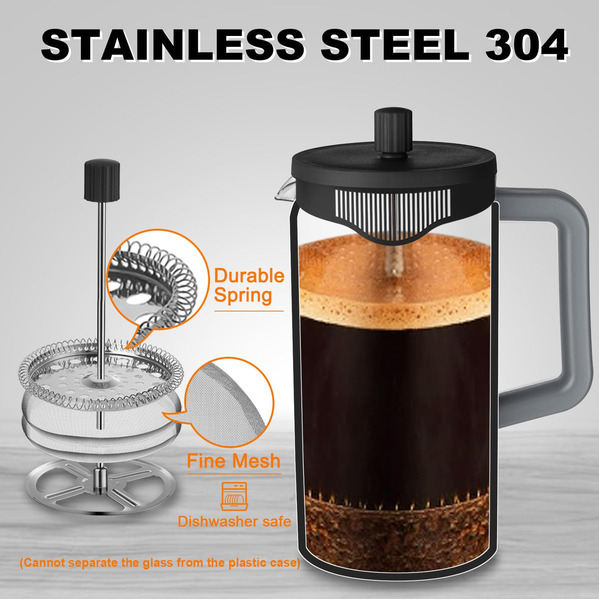 21 oz Heat-resistant Borosilicate Glass French Press Coffee Maker J38059