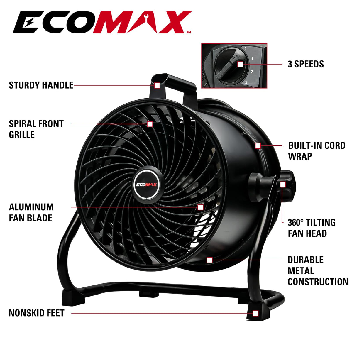 10 Inch High Velocity Drum Fan U8378