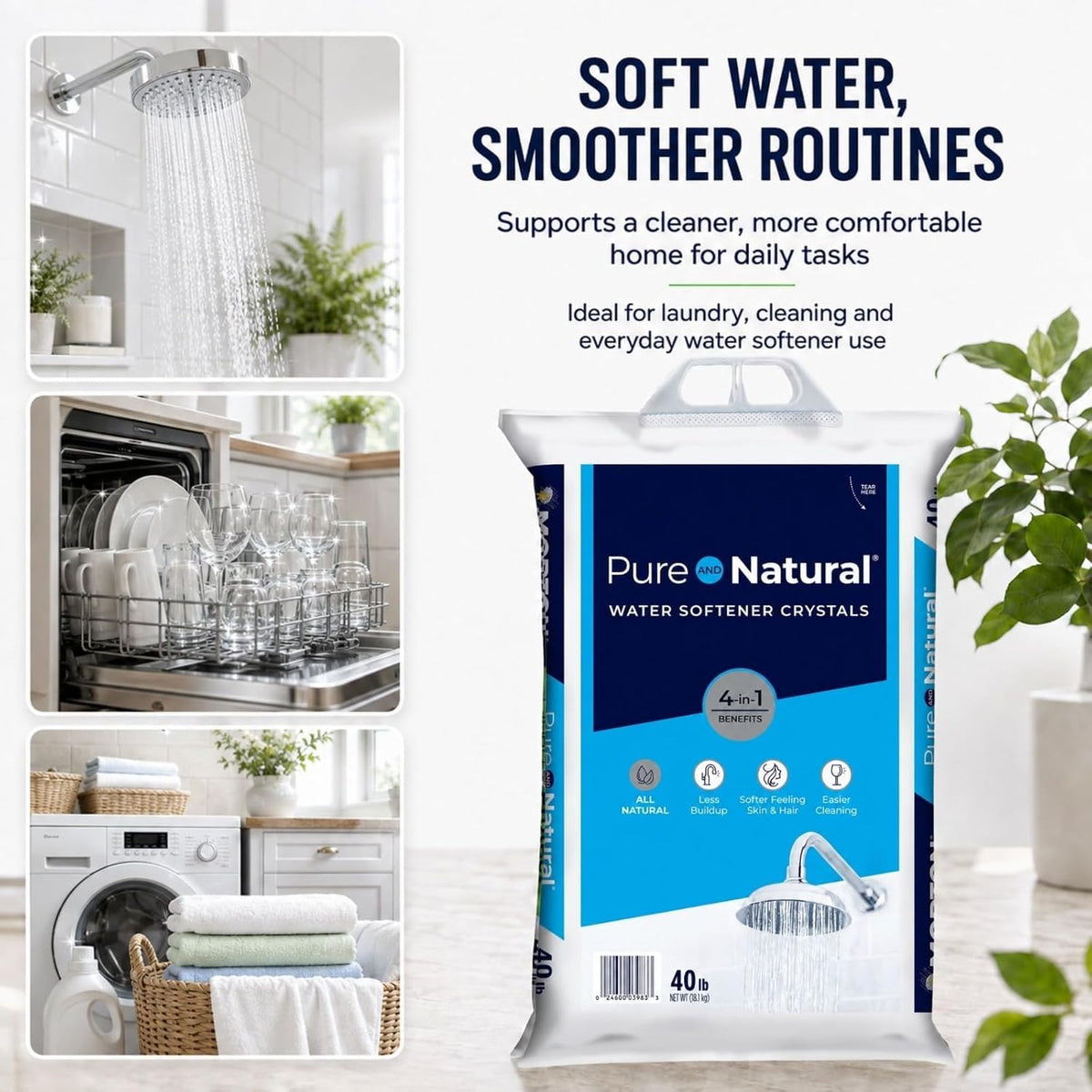 Natural Water Softener Salt Crystals 40 lb Bag 3 Pack M358322