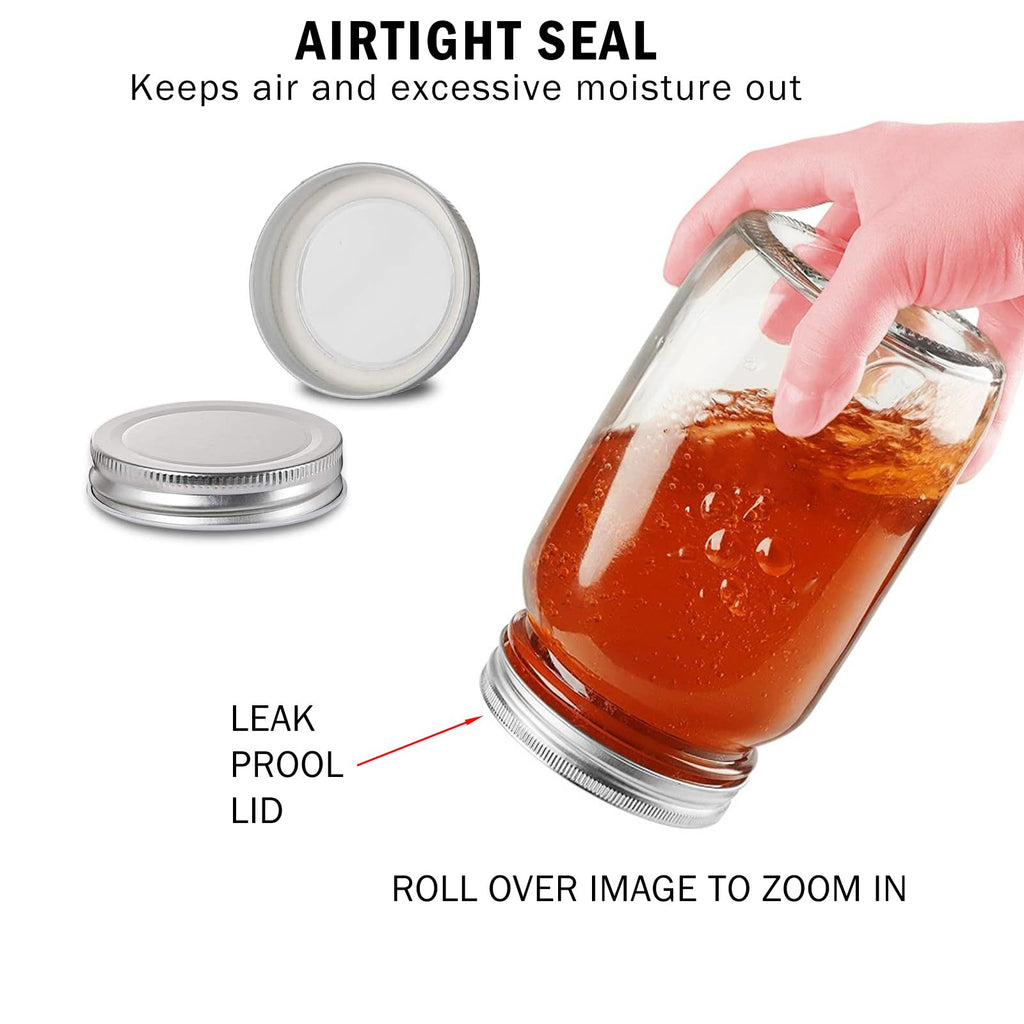 16oz Regular Mouth Glass Mason Jars with Airtight Lids, 4 Pack X93716