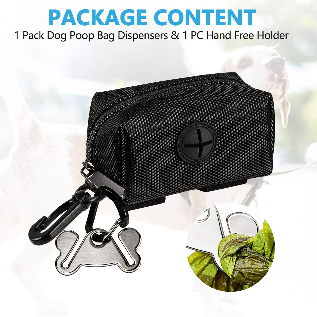 Black Dog Poop Bag Dispenser with Leash Clip T87079