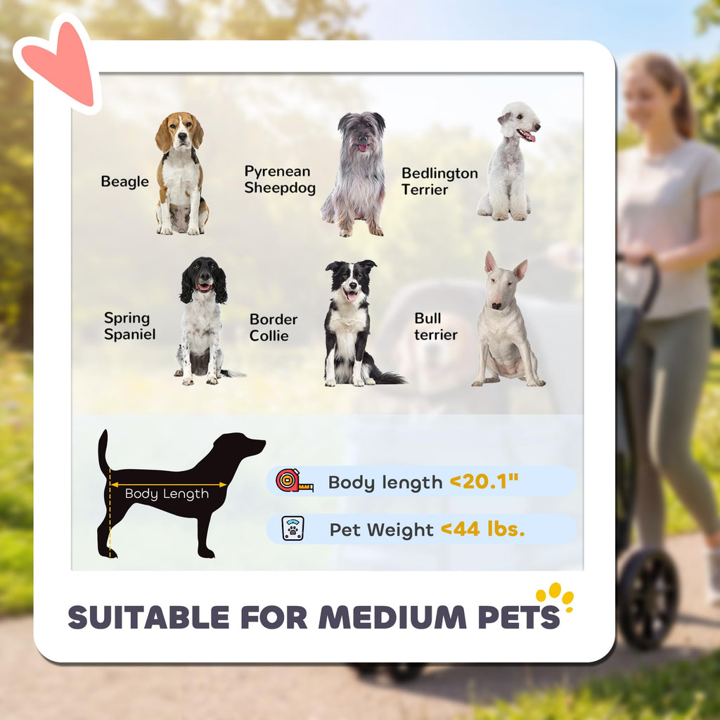 3 Wheel Pet Stroller up to 44 lbs Gray E854