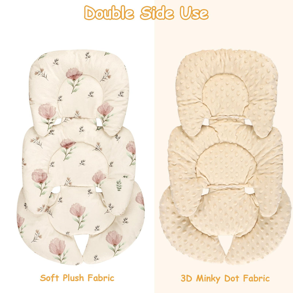 Infant Car Seat Insert with 2 Strap Pads, Reversible Head and Body Support R445