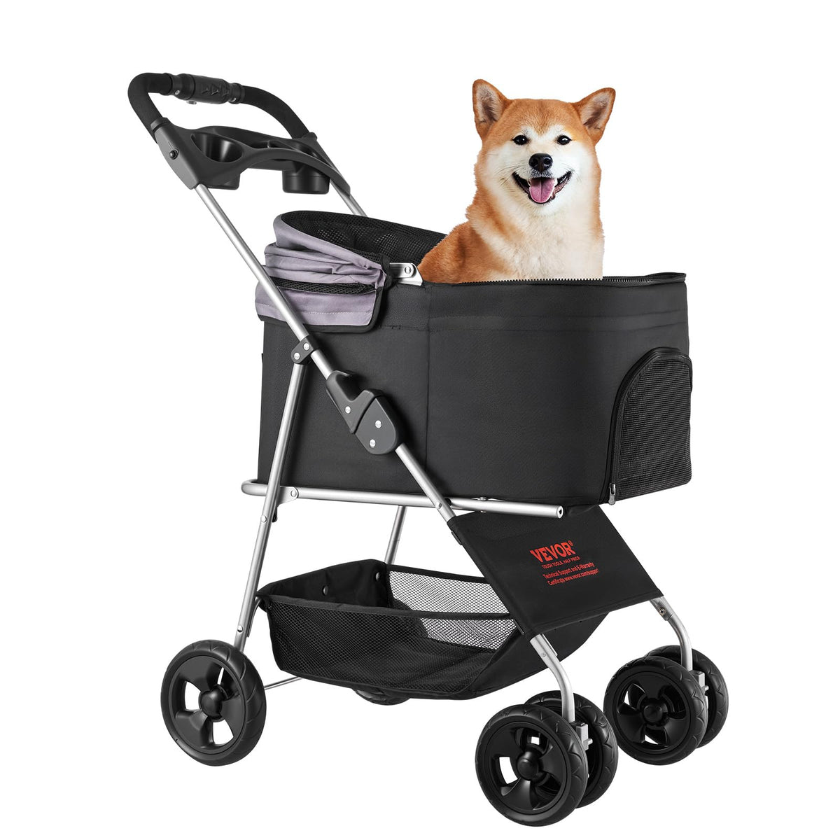 Foldable 4 Wheels Pet Stroller with Detachable Carrier F80001