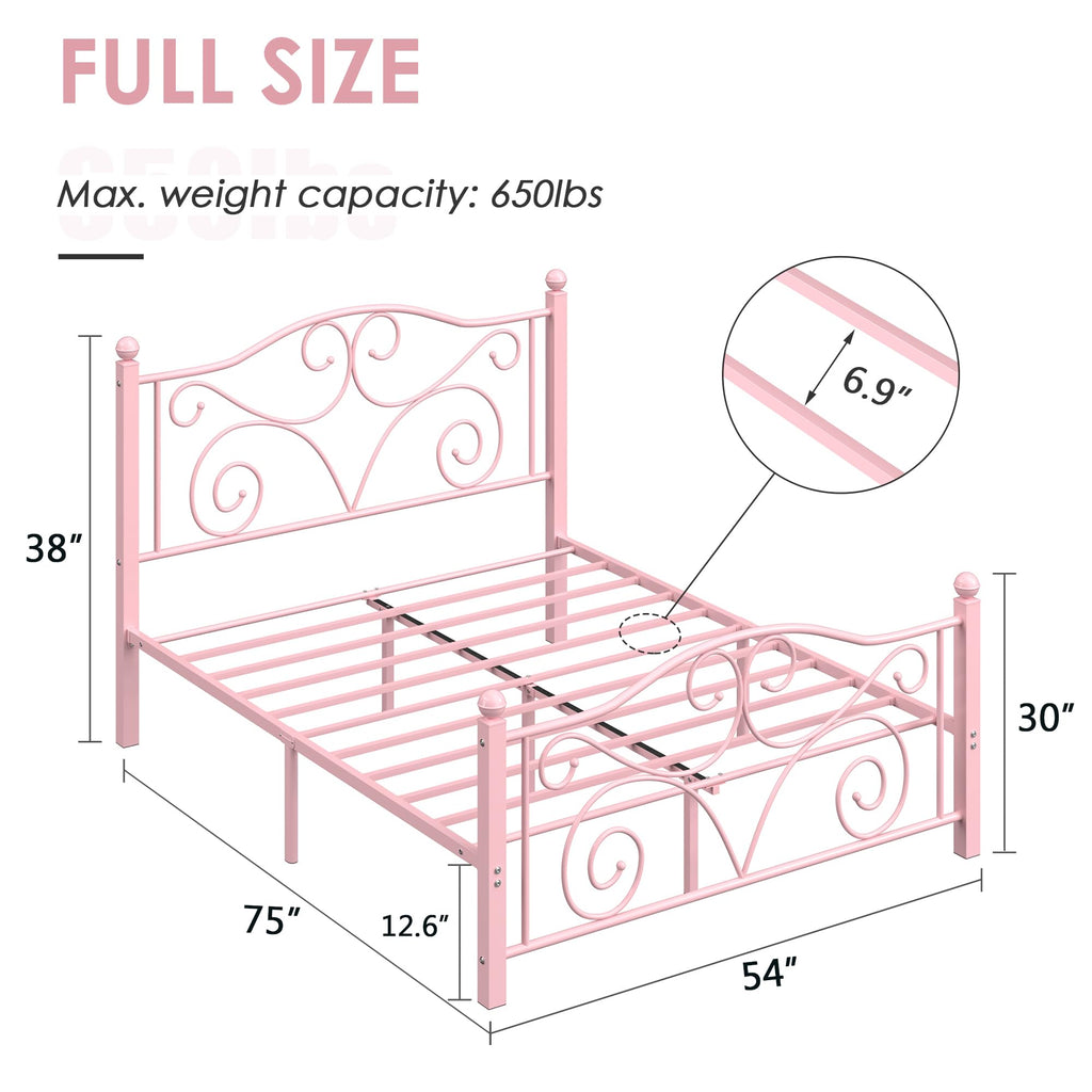 Full Size Metal Bed Frame with Headboard and Footboard C626