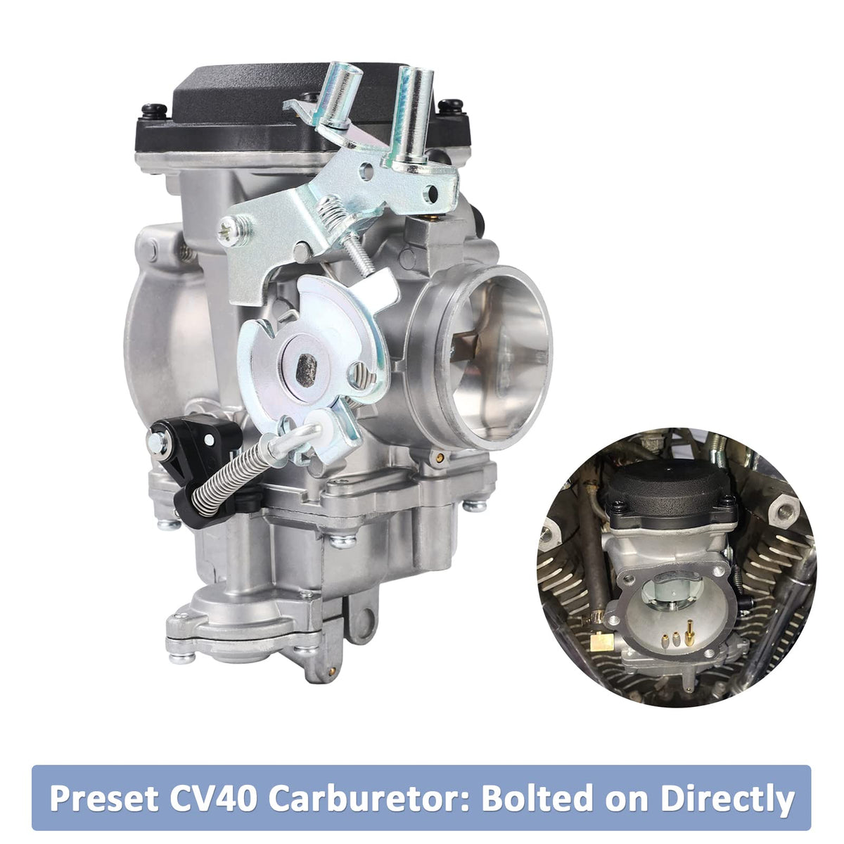 CV40 Carburetor & Choke Cable with Fuel Filter Spark Plug Jets D89418