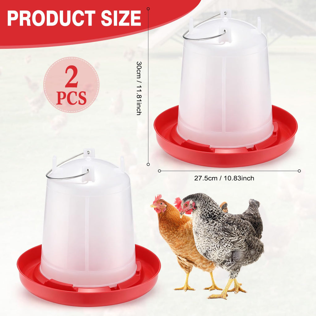 2 Pcs 2 Gallon Plastic Chicken Waterer C786365