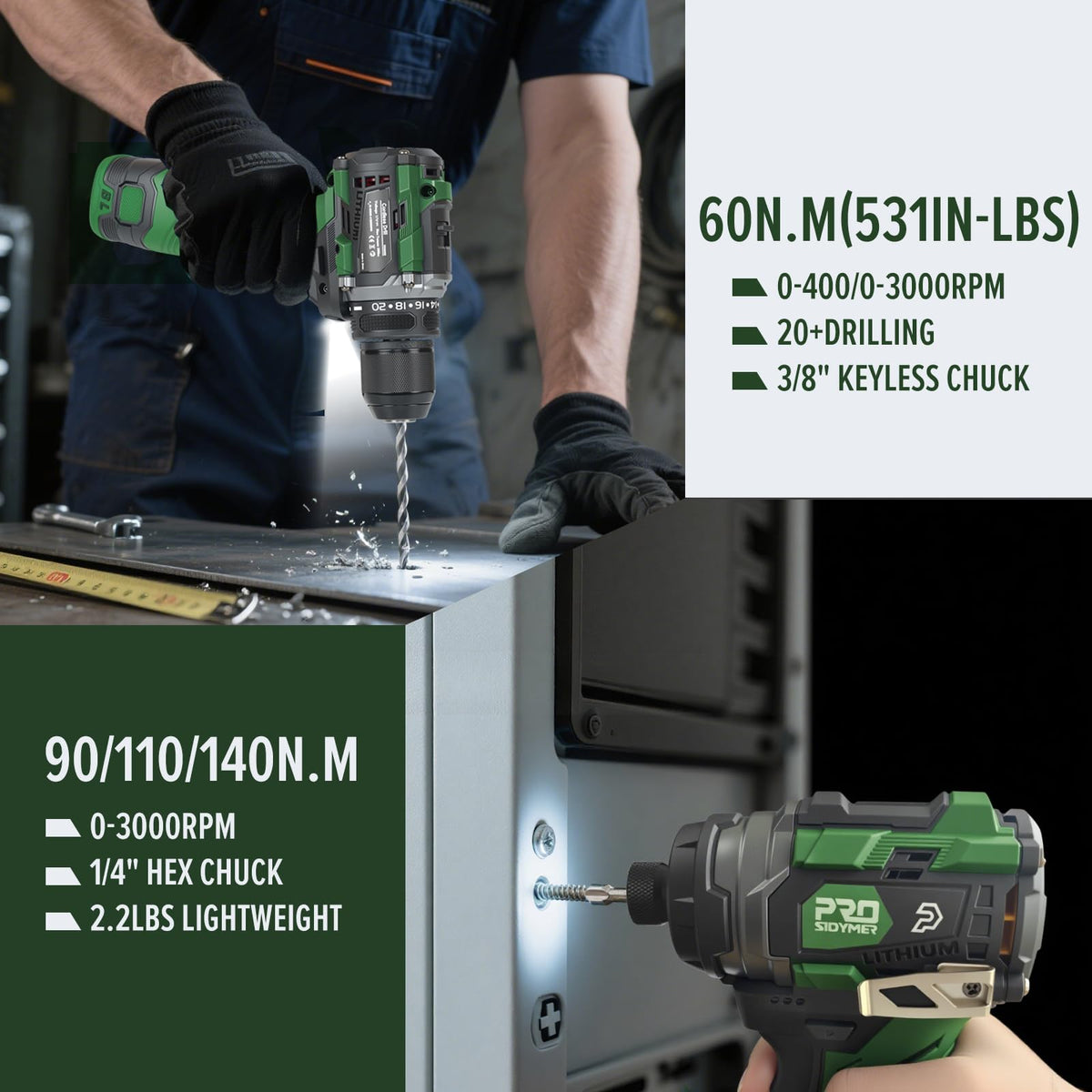 Cordless Drill & Impact Driver Set R3755