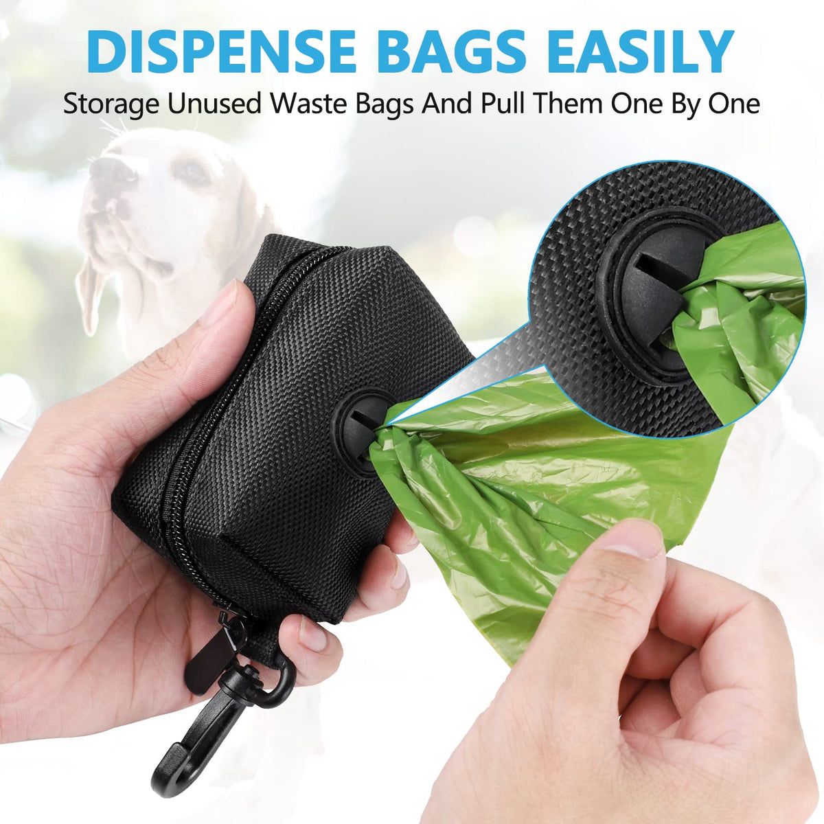 Black Dog Poop Bag Dispenser with Leash Clip T87079