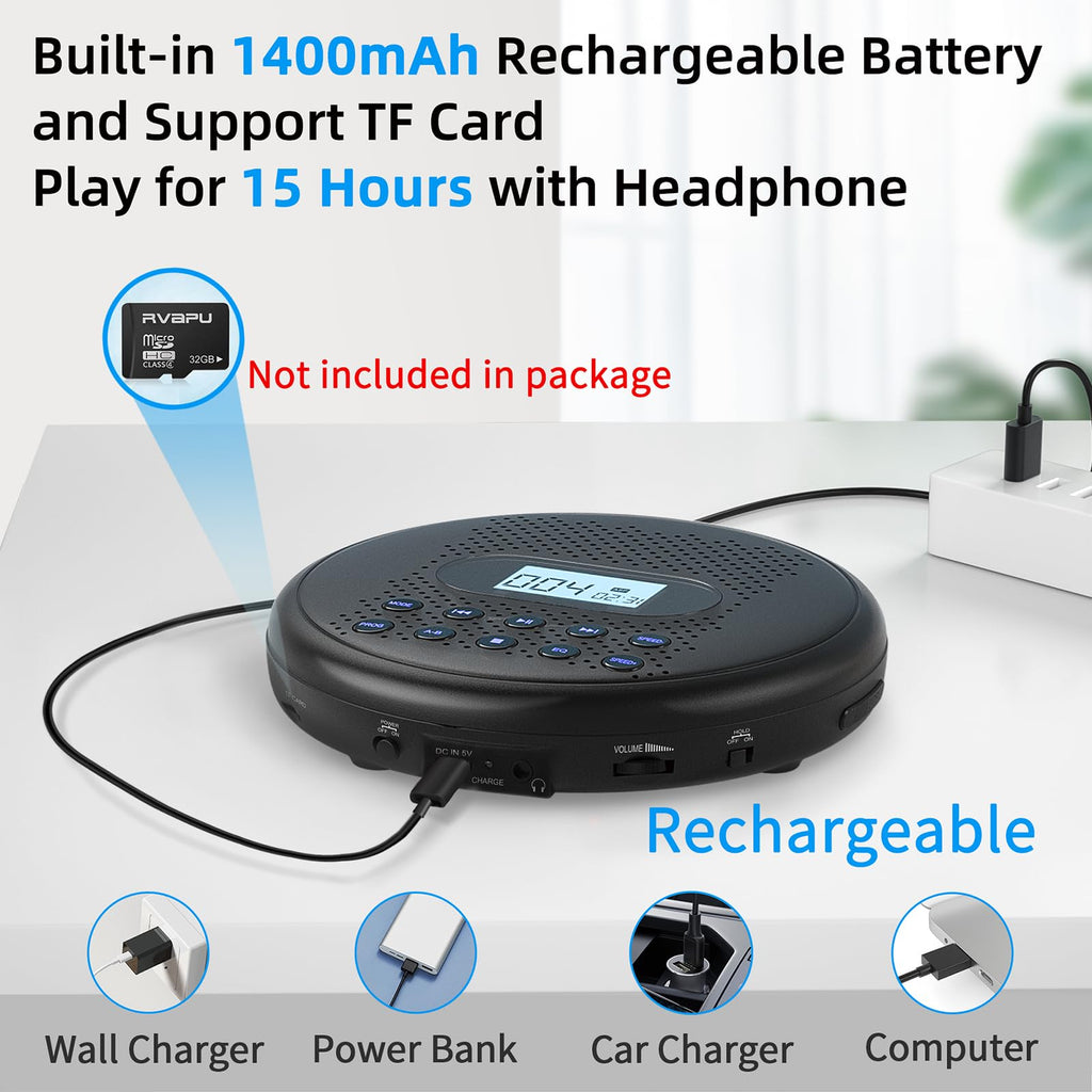Portable CD Player with Dual Stereo Speakers J35426