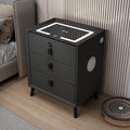 Black 3 Drawer Smart Bedside Table with LED Light and Wireless Charging D20650