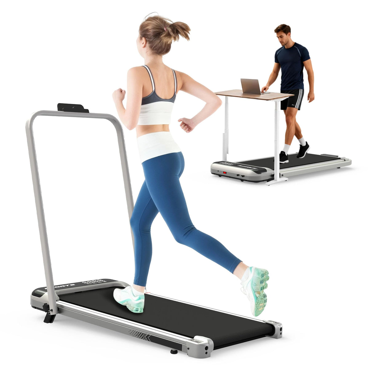 3 in 1 Compact Under Desk Treadmill with Handle Bar W483833
