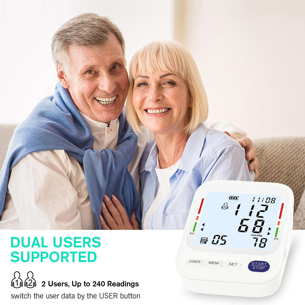 Upper Arm Blood Pressure Monitor with Large LCD Display and Wide Cuff L411419
