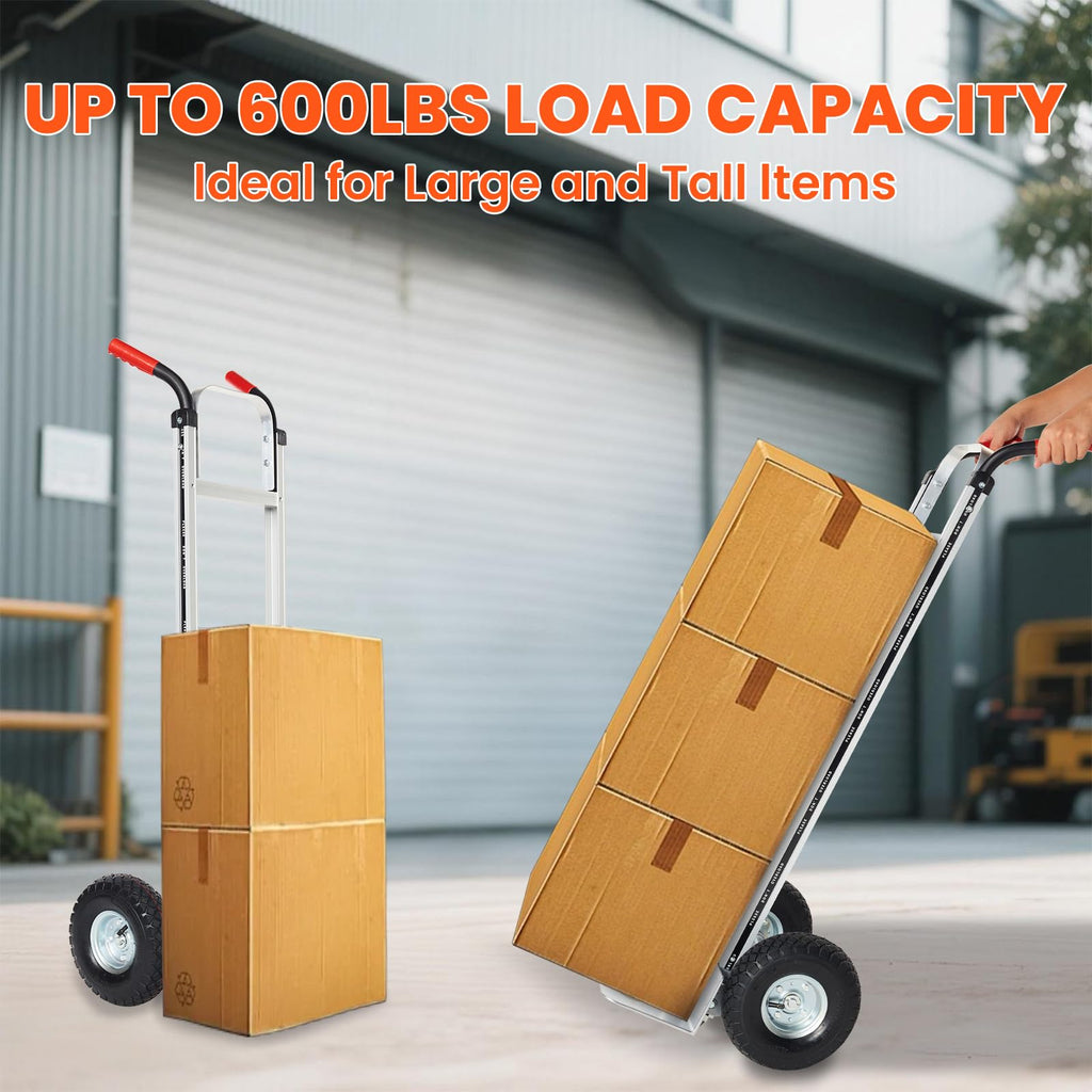Aluminum Hand Truck Dolly Cart with 10" Pneumatic Tire, 600 LBS Capacity W217095