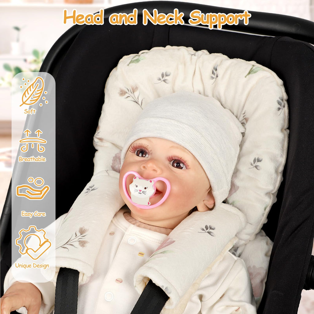 Infant Car Seat Insert with 2 Strap Pads, Reversible Head and Body Support R445