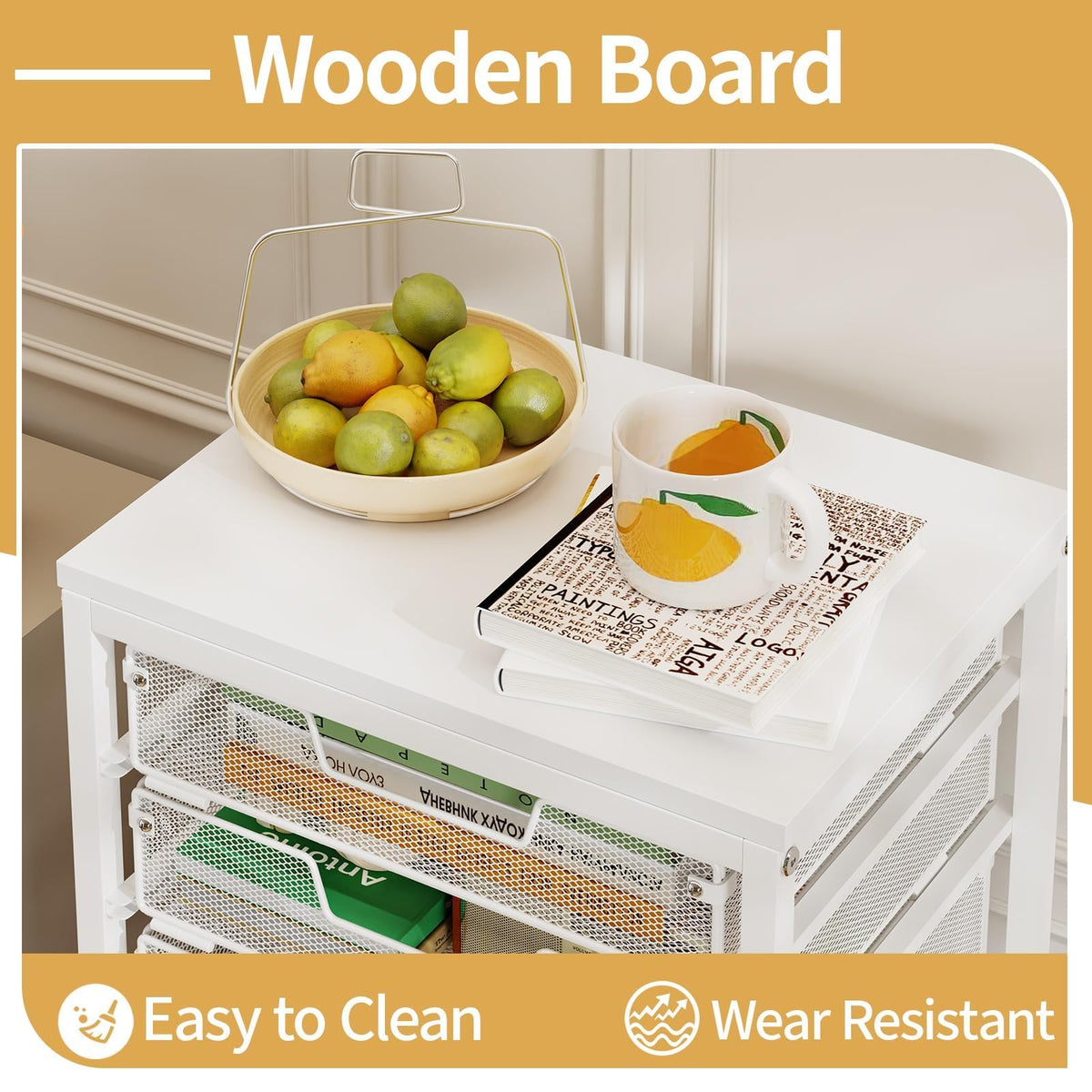 6 Drawers Rolling Utility Cart with Wooden Tabletop H437