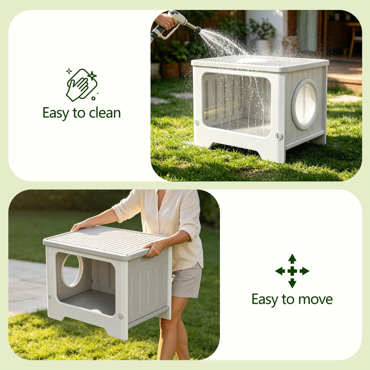 Weatherproof Stackable Outdoor Cat House with Clear Window T470