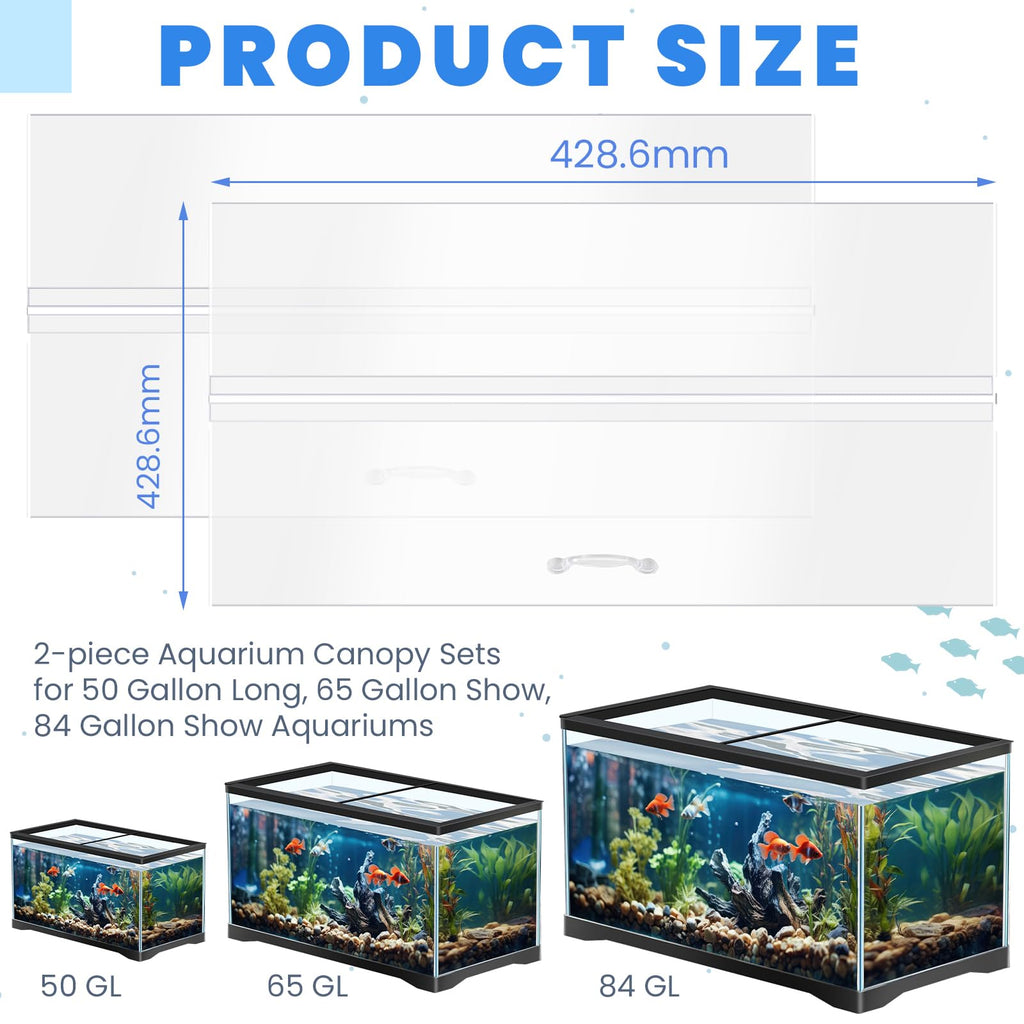 Polycarbonate Aquarium Lid 2 Pieces Set with Hook Knife D44489