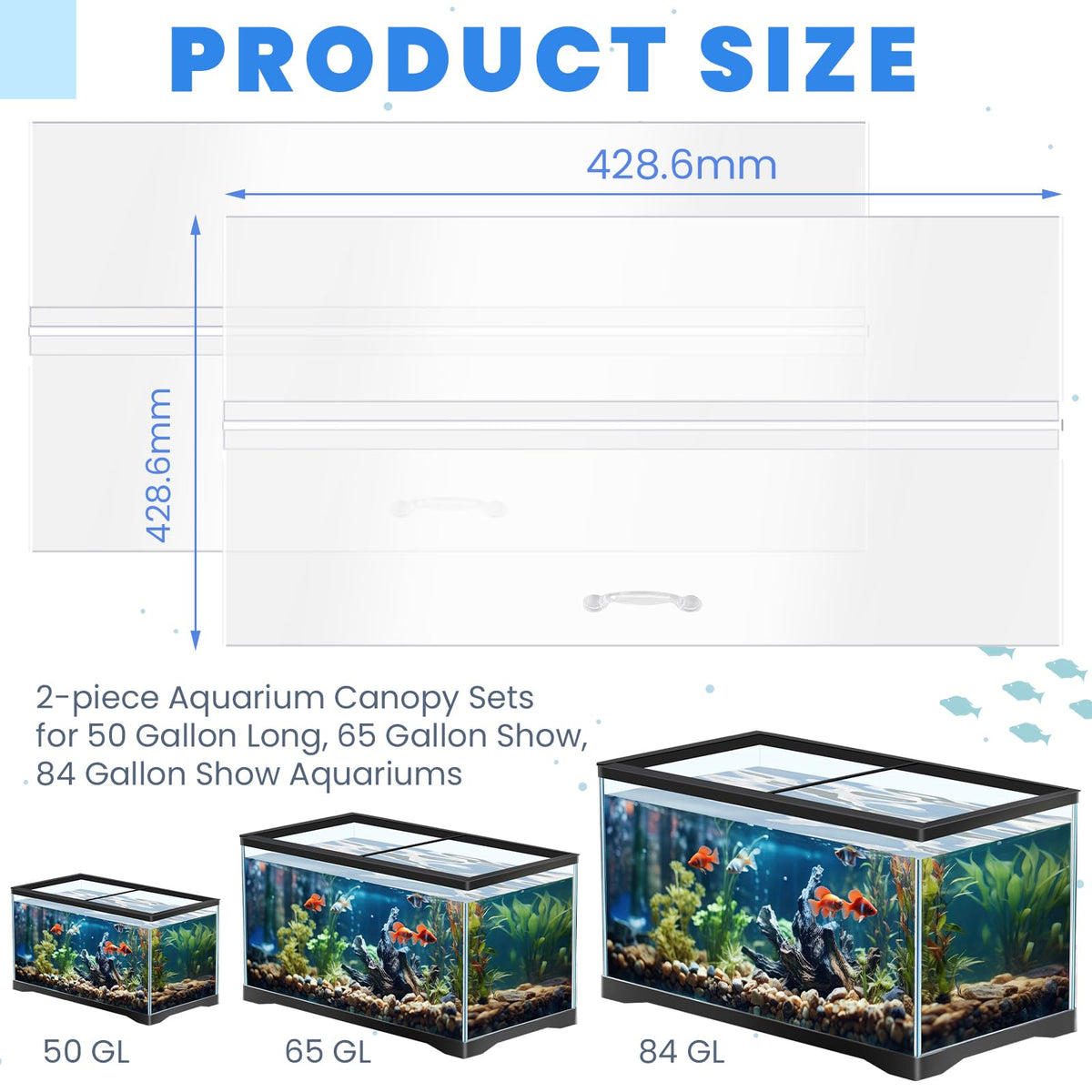 Polycarbonate Aquarium Lid 2 Pieces Set with Hook Knife D44489