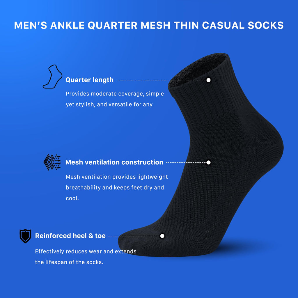 Men’s Bamboo Viscose Above Ankle Thin Breathable Soft Summer Mesh Anti-Odor Casual Dress 5 Pairs C174