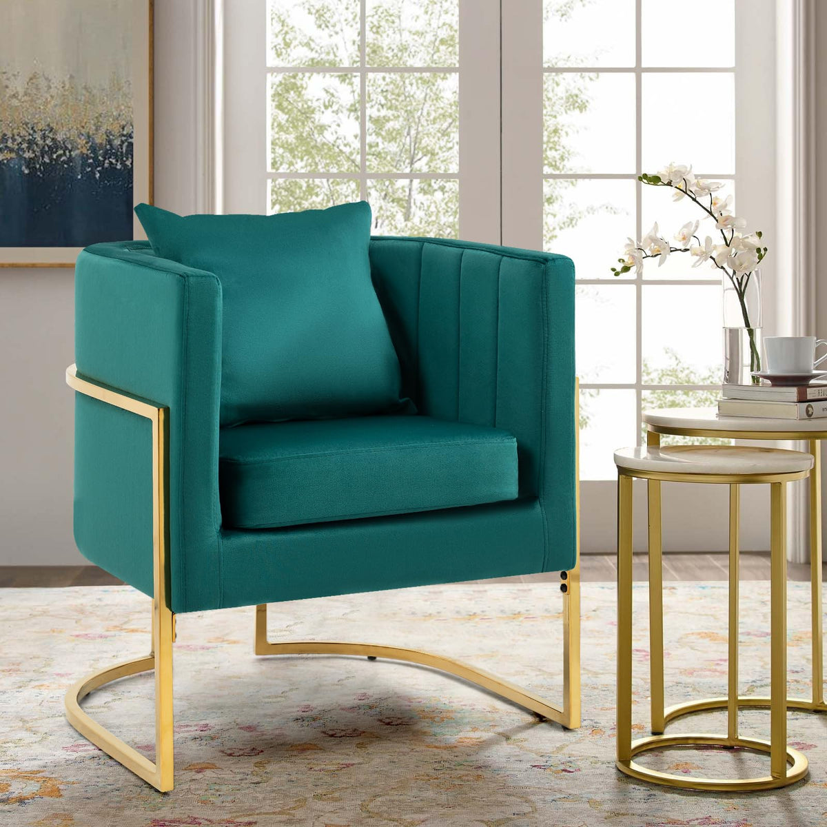 Velvet Accent Chairs Set of 2 Green B863