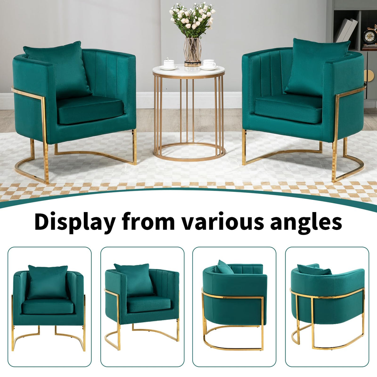 Velvet Accent Chairs Set of 2 Green B863