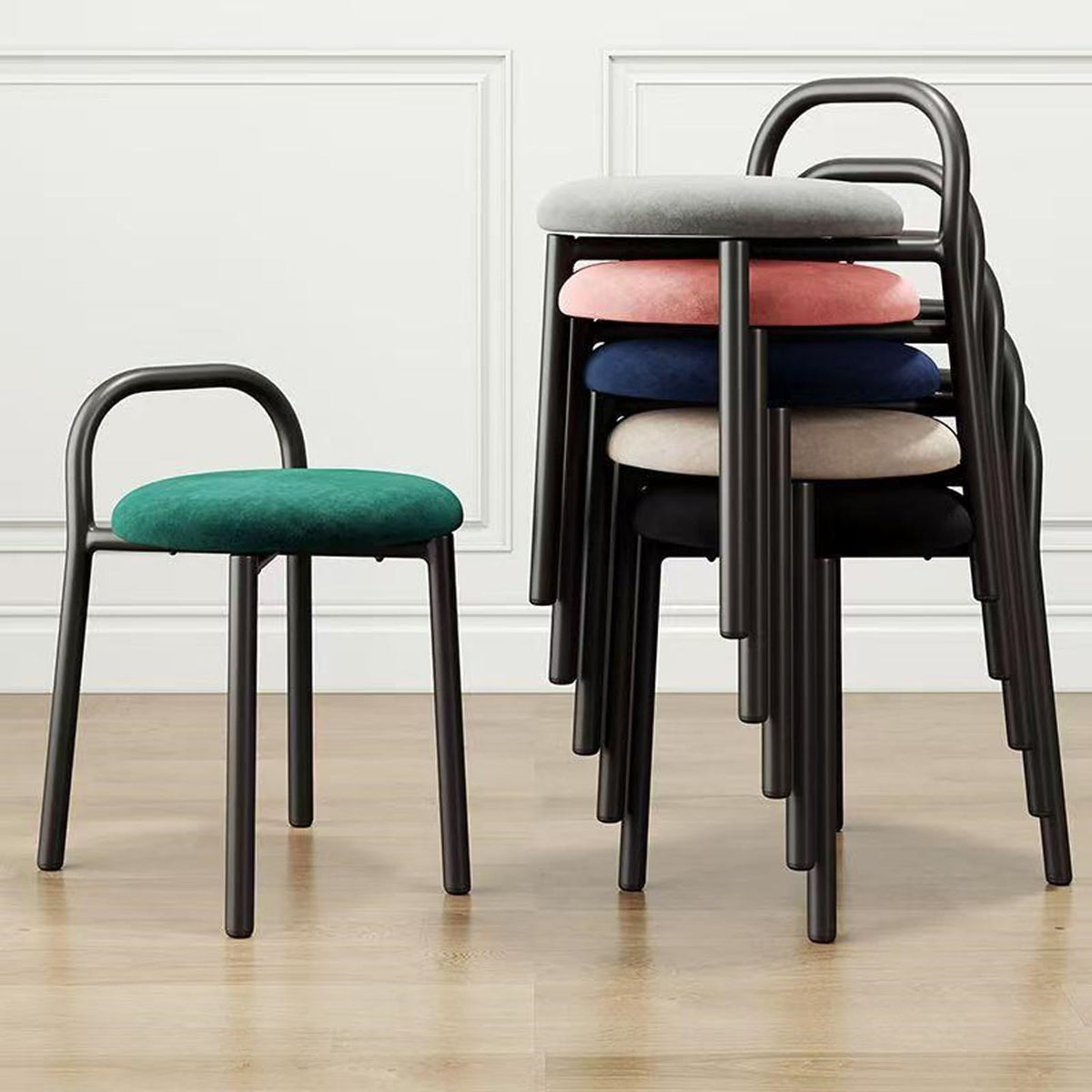 Grey 22in Stacking Metal Bar Stools C4255