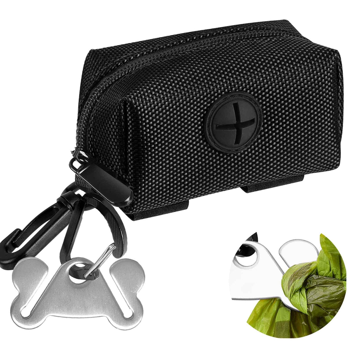Black Dog Poop Bag Dispenser with Leash Clip T87079